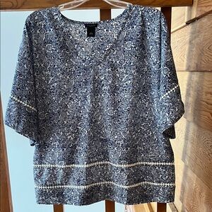 Ann Taylor Blue and White Floral Blouse
